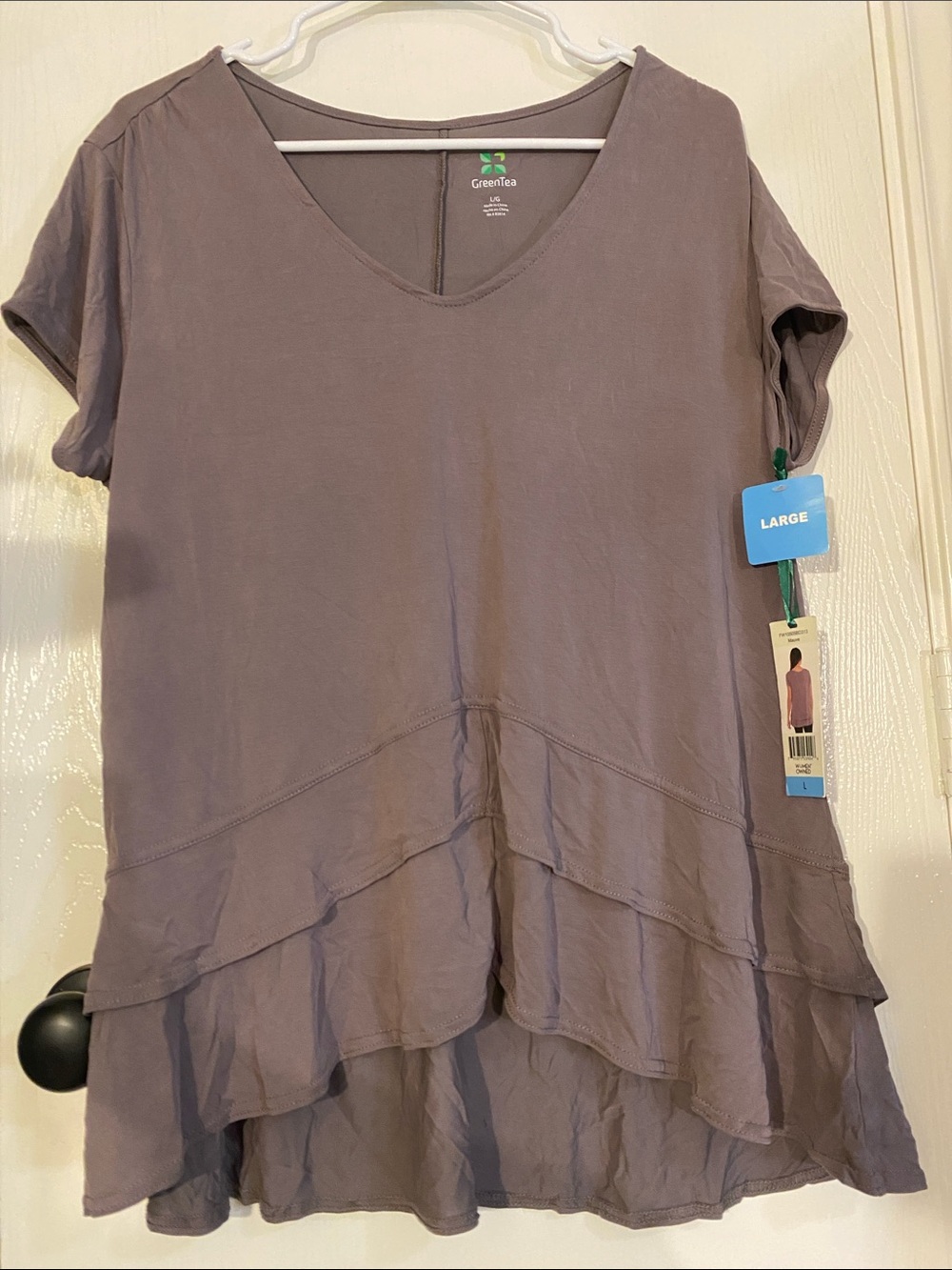 GreenTea Women's Layered V-Neck Tunic in Mauve